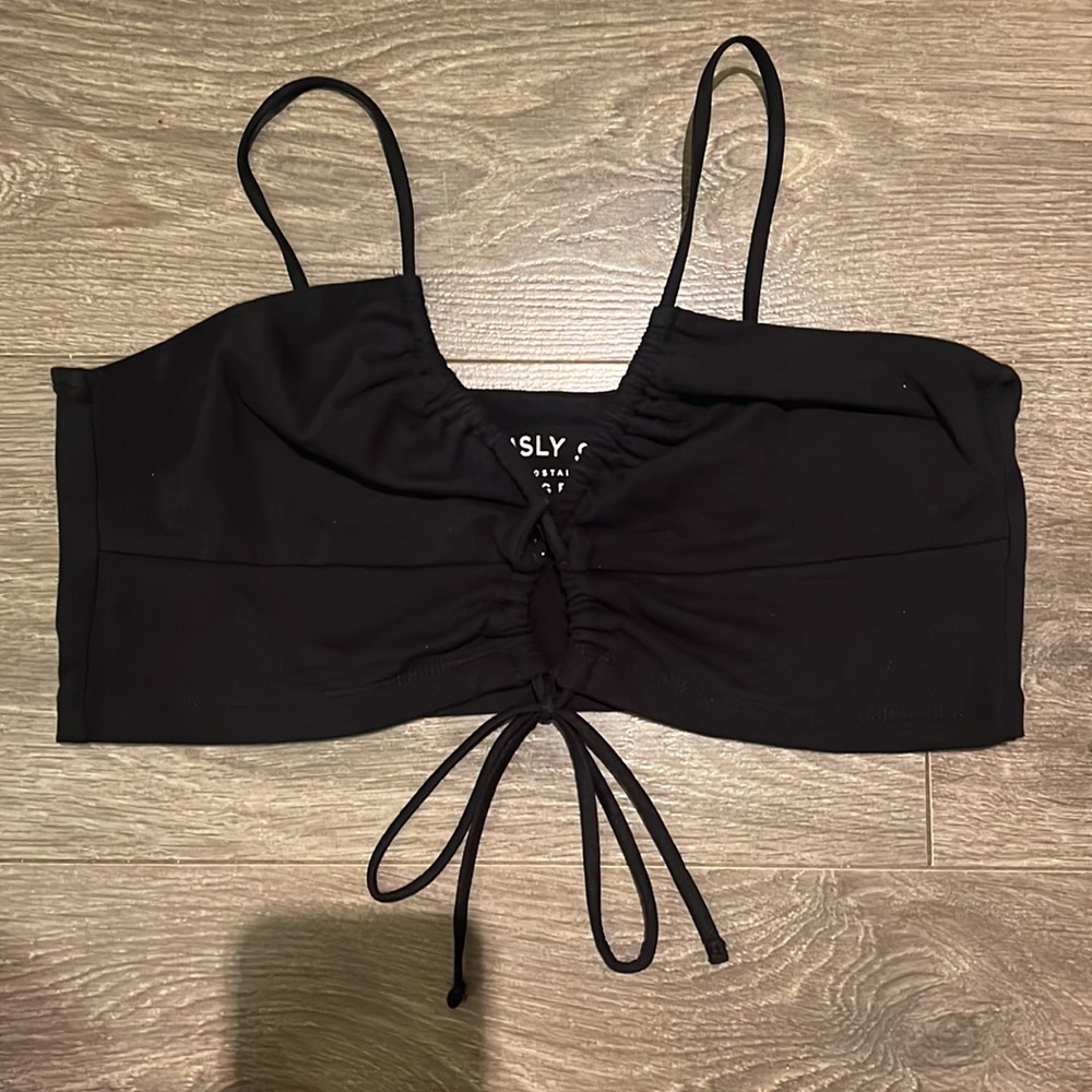 Aeropostale seriously soft black bungee cami cropped tank top size large